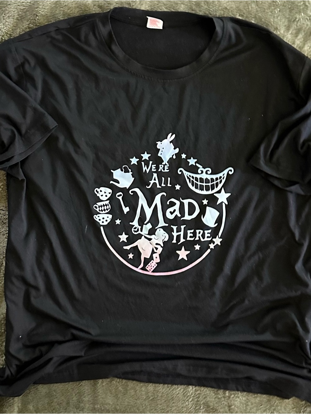 Adult Black 'We're All Mad Here' Graphic Tee